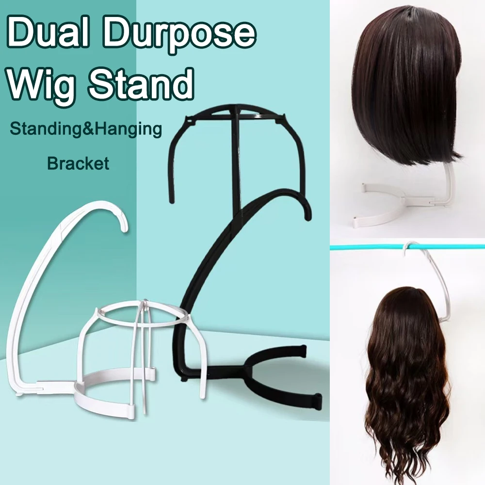 

Dual purpose wig stand that can be hung or stand upright, Portable Wig Holder Wig Head Stand for Women Multiple Wigs Christmas