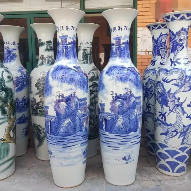 Bodenvase, handbemalt, große Vase, große Heimdekoration, elegante antike chinesische Bodenvase