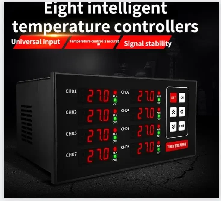 Multi-channel Digital Display Thermostat 8 Channels PID Temperature Control Upper and Lower Limits