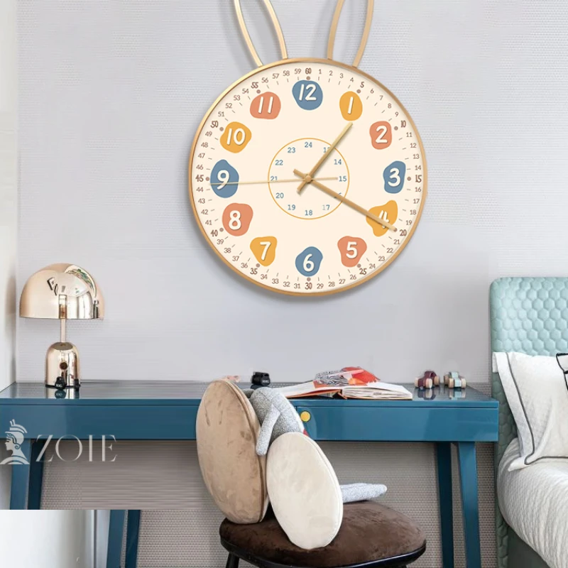 

Children's room wall clock, early education clock watch hanging wall, super silent 2023 new cute cartoon living room