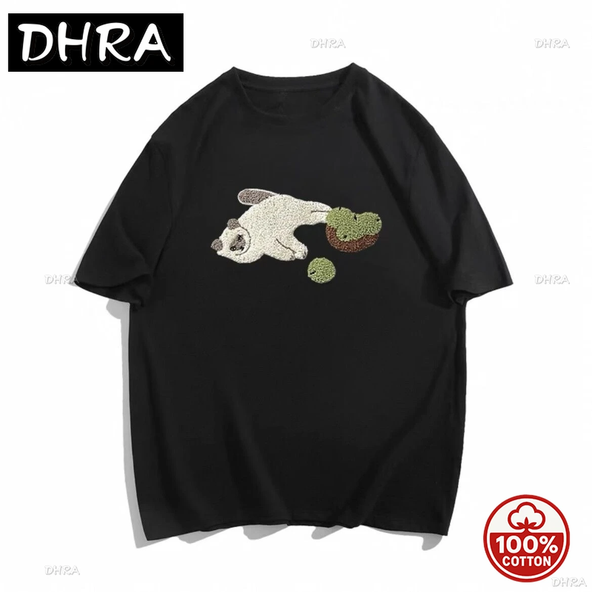 

100% Pure Cotton Black Short Sleeved T-shirt For Women in Summer, Retro High-End, Hong Kong Style Loose Half leeved Top Gift