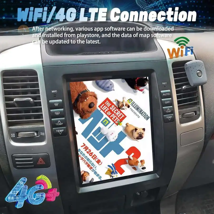 لتويوتا لاند كروزر برادو 120 لكزس GX470 أندرويد راديو السيارة مشغل وسائط متعددة Carplay GPS QLED شاشة تعمل باللمس الملاحة 10.4"