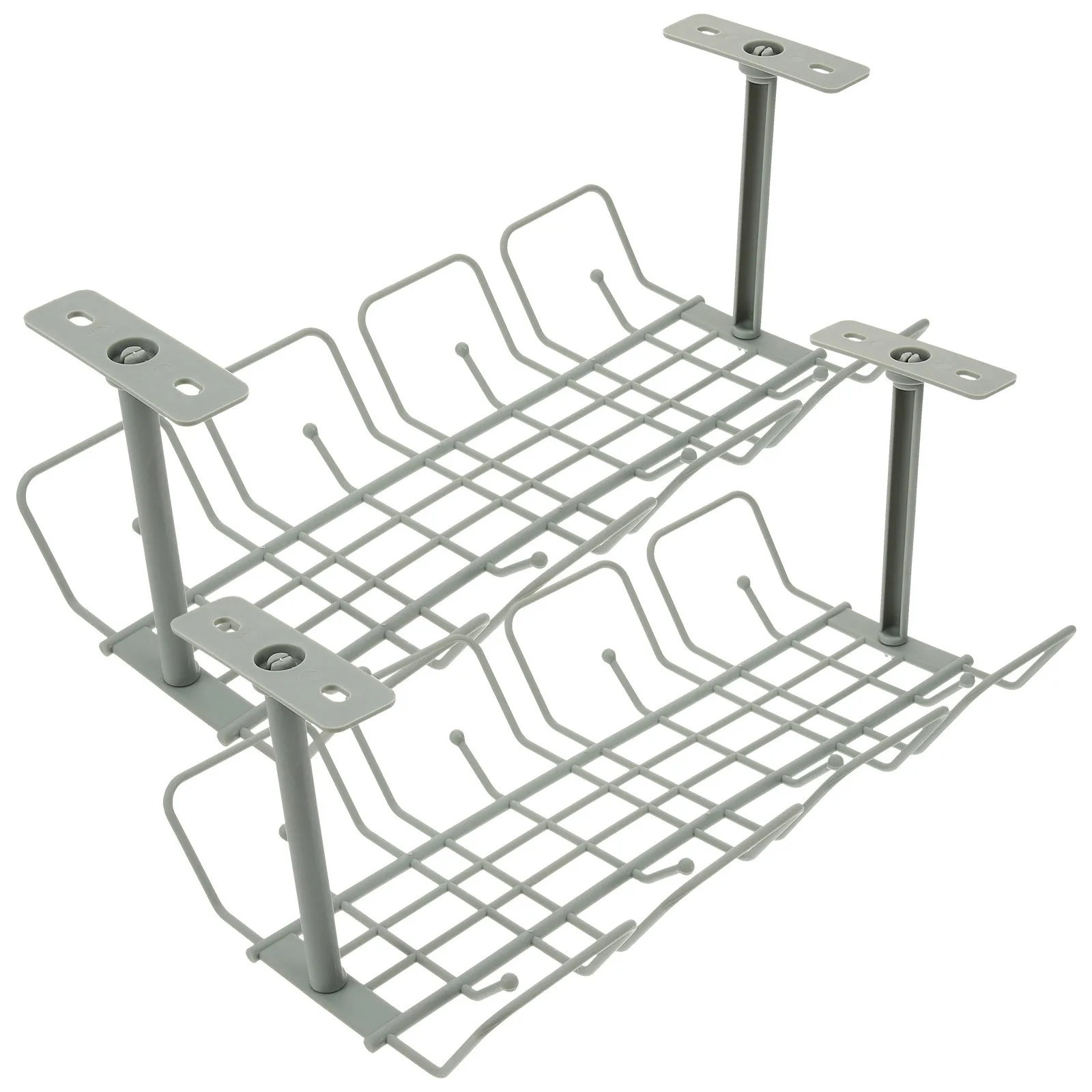 

2Pcs Cable Management Desk Cable Organizer Hanging Basket Non-Destructive Under Desk Tray Cord Organizer Wire Storage