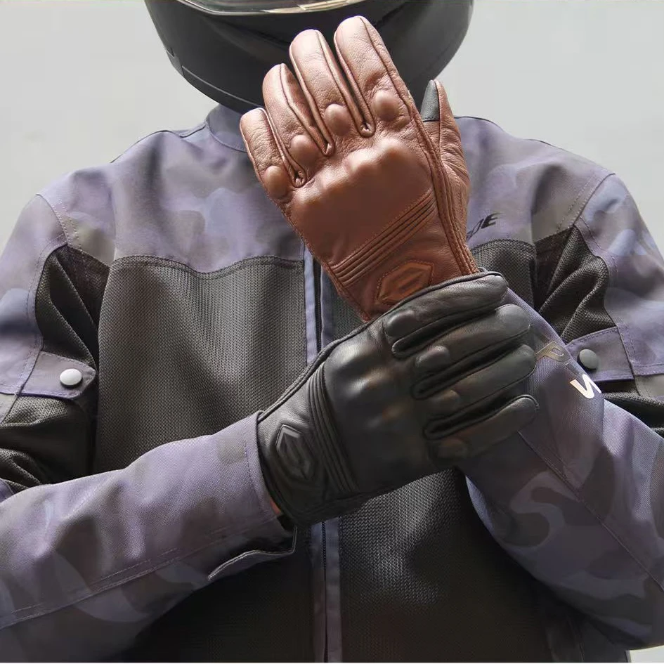 

Мужские водонепроницаемые и дышащие мотоциклетные перчатки из козьей кожи, всесезонные аксессуары для мотокросса с сенсорным экраном и полным пальцем