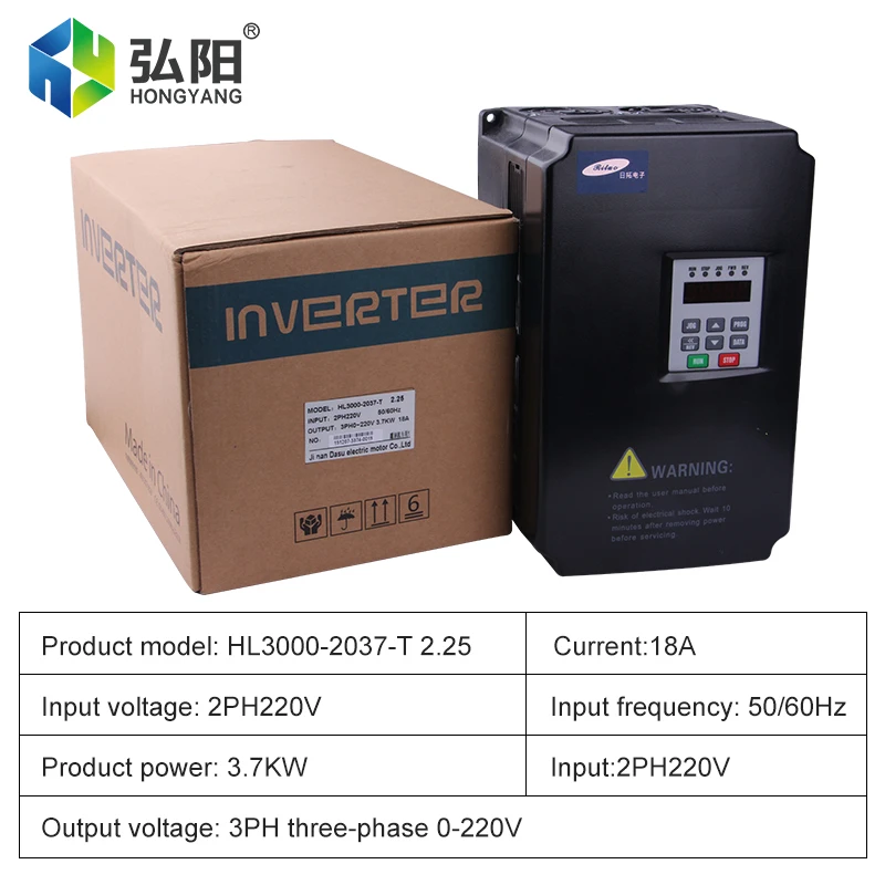 3.7KW 220V VFD Inverter Drive Motor Speed Regulation 0-1000Hz 3-Phase Output 50HZ 60HZ For Motor Speed Regulation Converter