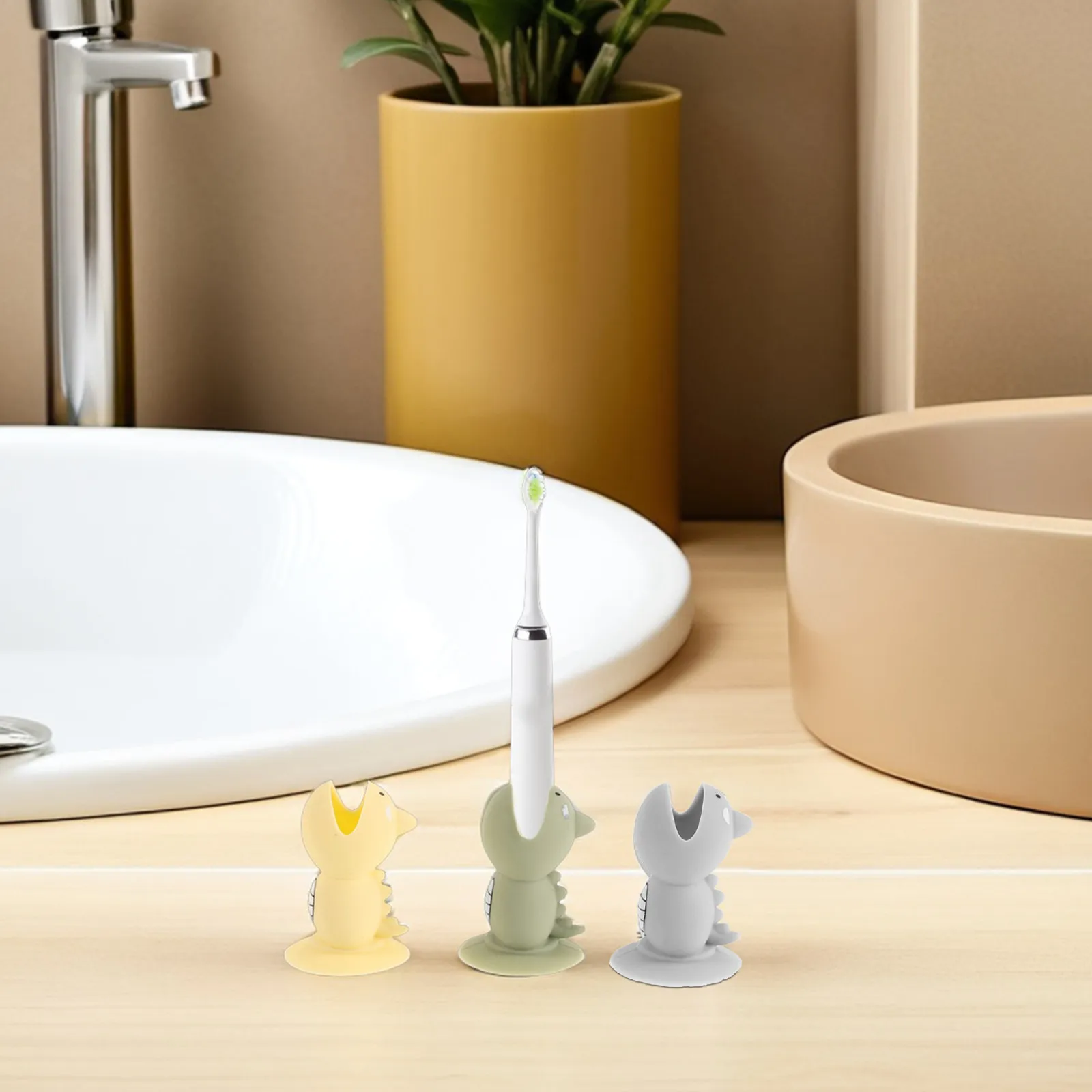 6Pcs Silicone Toothbrush Covers Soft Standing Tooth Brush Holder Caps Mini Dinosaur Travel Protector Case for Household School