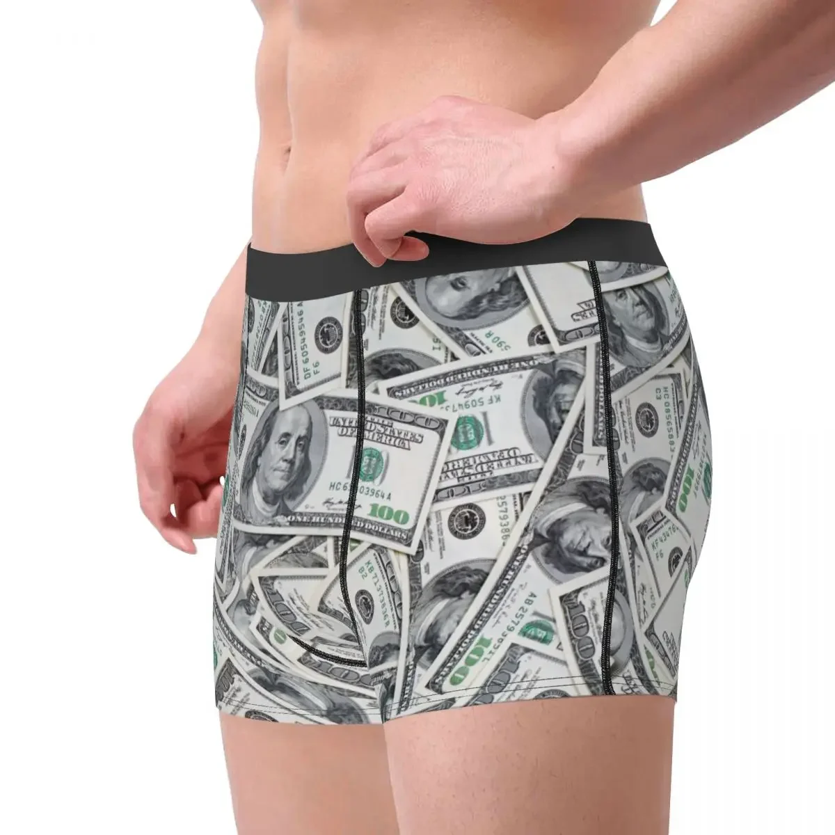 Men 100 Dollar Bills USA Boxer Shorts Panties Breathable Underwear Money Homme Fashion Plus Size Underpants