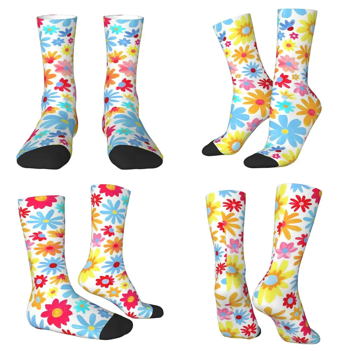 Full Of Vitality Spring Wild Flowers  Socks Harajuku High Quality Stockings All Season Long Socks for Unisex Valentine's Day