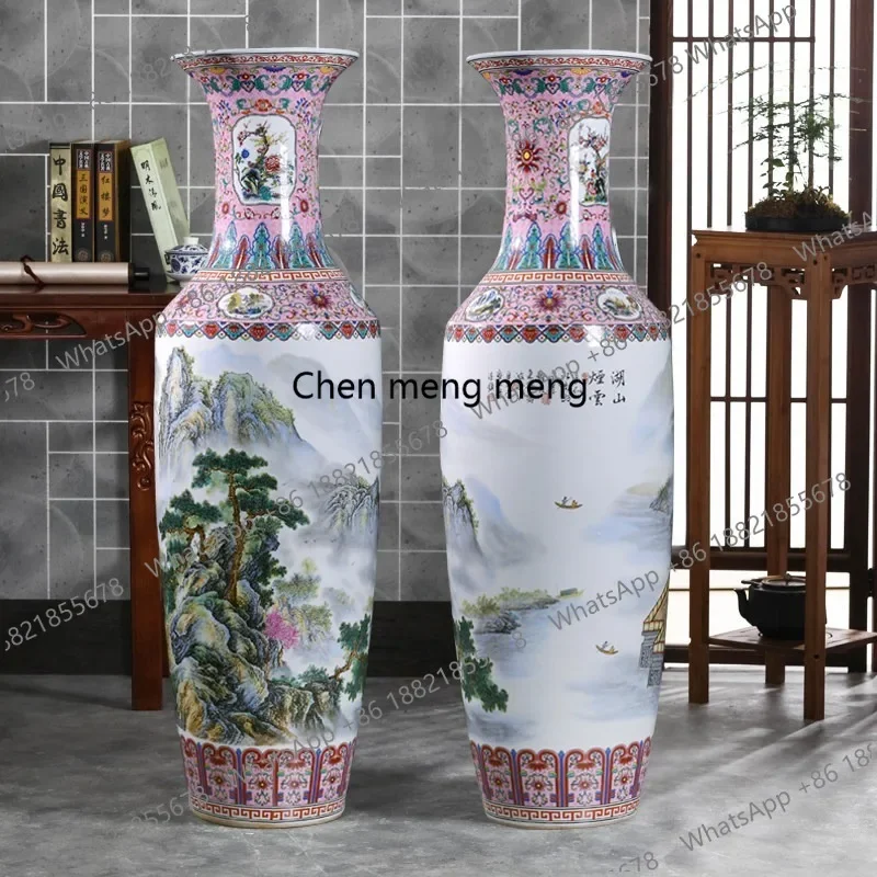HR Ceramics pastel vase ornament floor-to-ceiling large vase hotel living room home decoration