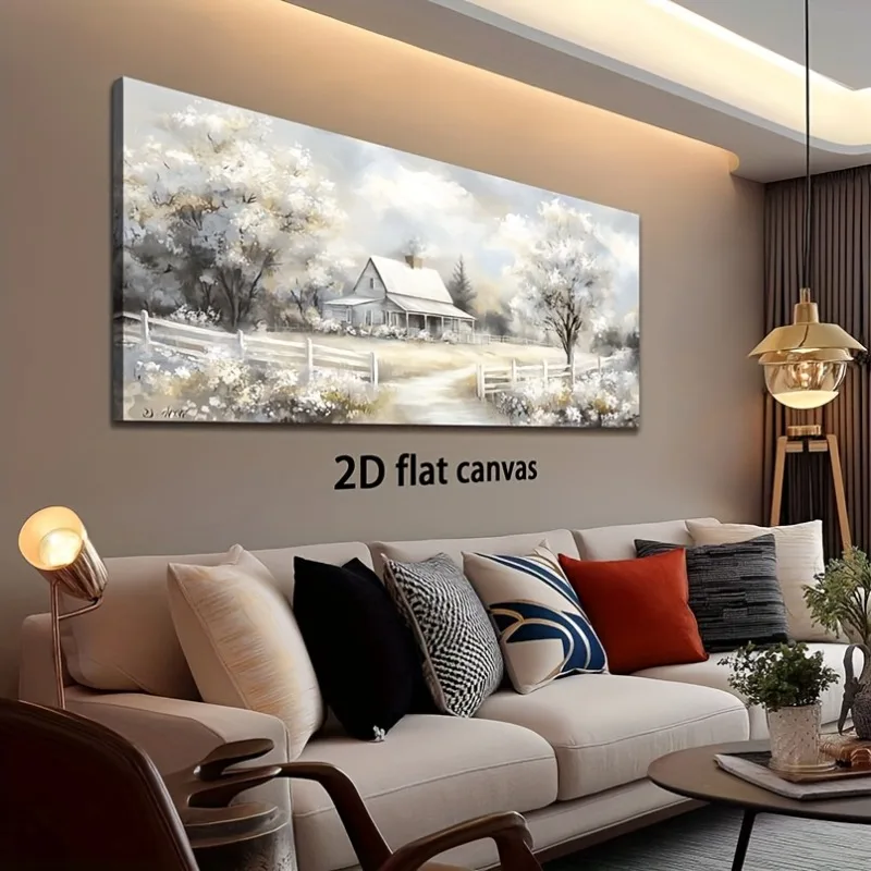 

Canvas Wall Art Misty Country House Modern Abstract Painting Frameless Picture Home Decoration High Quality Print on Canvas