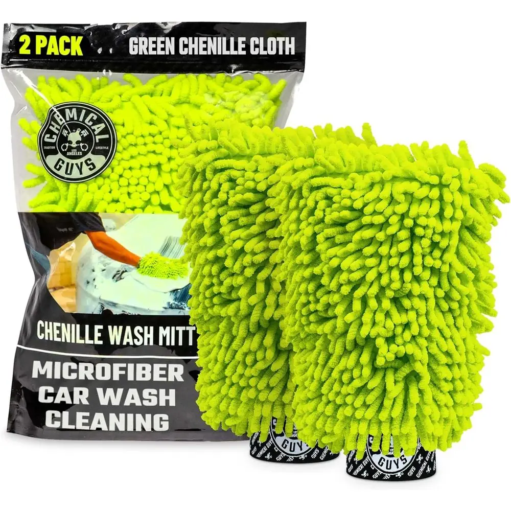 

Ultra-Soft Microfiber Wash Mitt Set, 2 Pack, Lime Green, Swirl-Free Car Wash Gloves, Suitable for Cars, Trucks, SUVs, Motorcycle