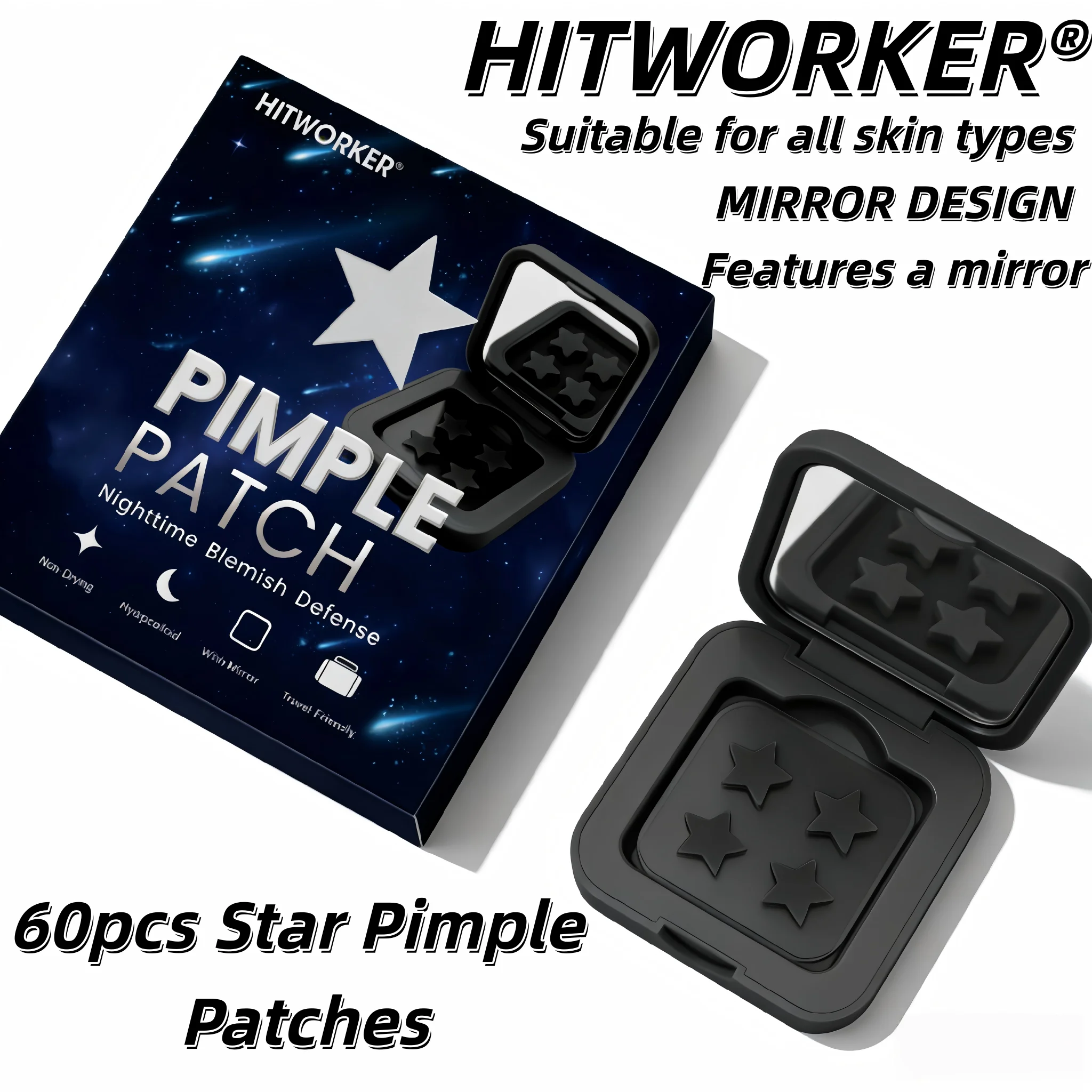 60 capsules/box of black star water-based gel acne mask, gentle on the skin, perfect for party decoration, mirror style