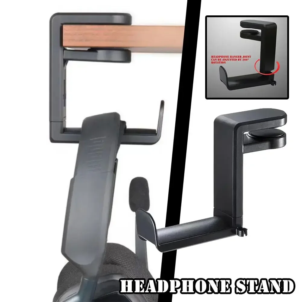 Rotatable Headphone Holder Universal Table Clip-on Headset Hanger Hook Under Desk Earphone Holder Clip Organizer for Home Office