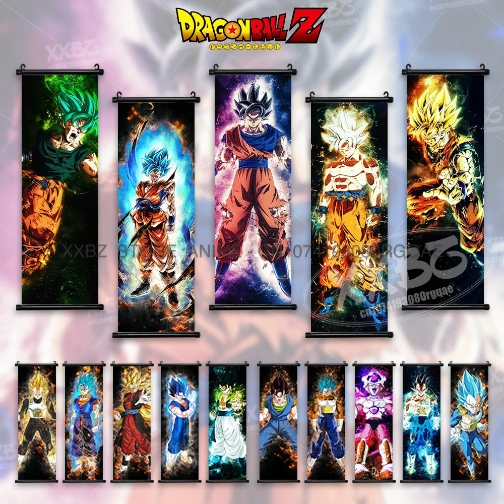 

Dragon Ball Scrolls Pictures Hot Blooded Anime Posters Canvas Goku Characters Hanging Painting Vegeta Home Decor Frieza Wall Art