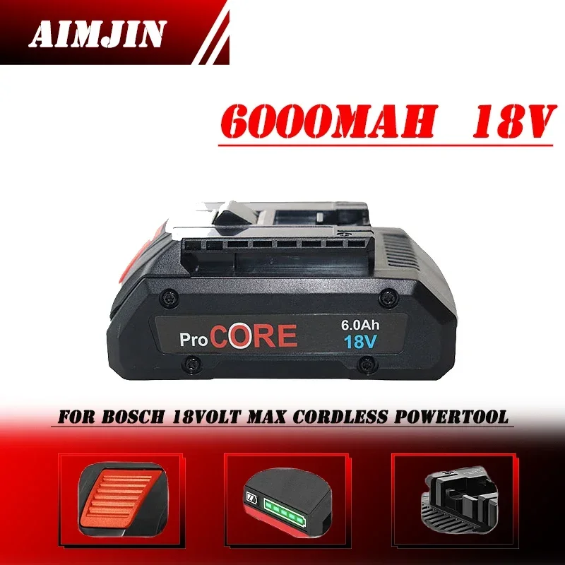 

NEW 18V 6000Ah Li-ion Battery for Bosch Procore 1600A016GB 18 Volt Max Cordless Power Tool Drill, 2100 Cells Built-in