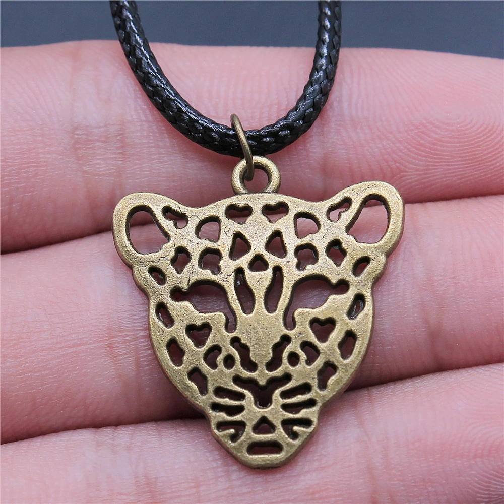Animal Black Leather Necklace Elephant Wolf Dragon Horse Gecko