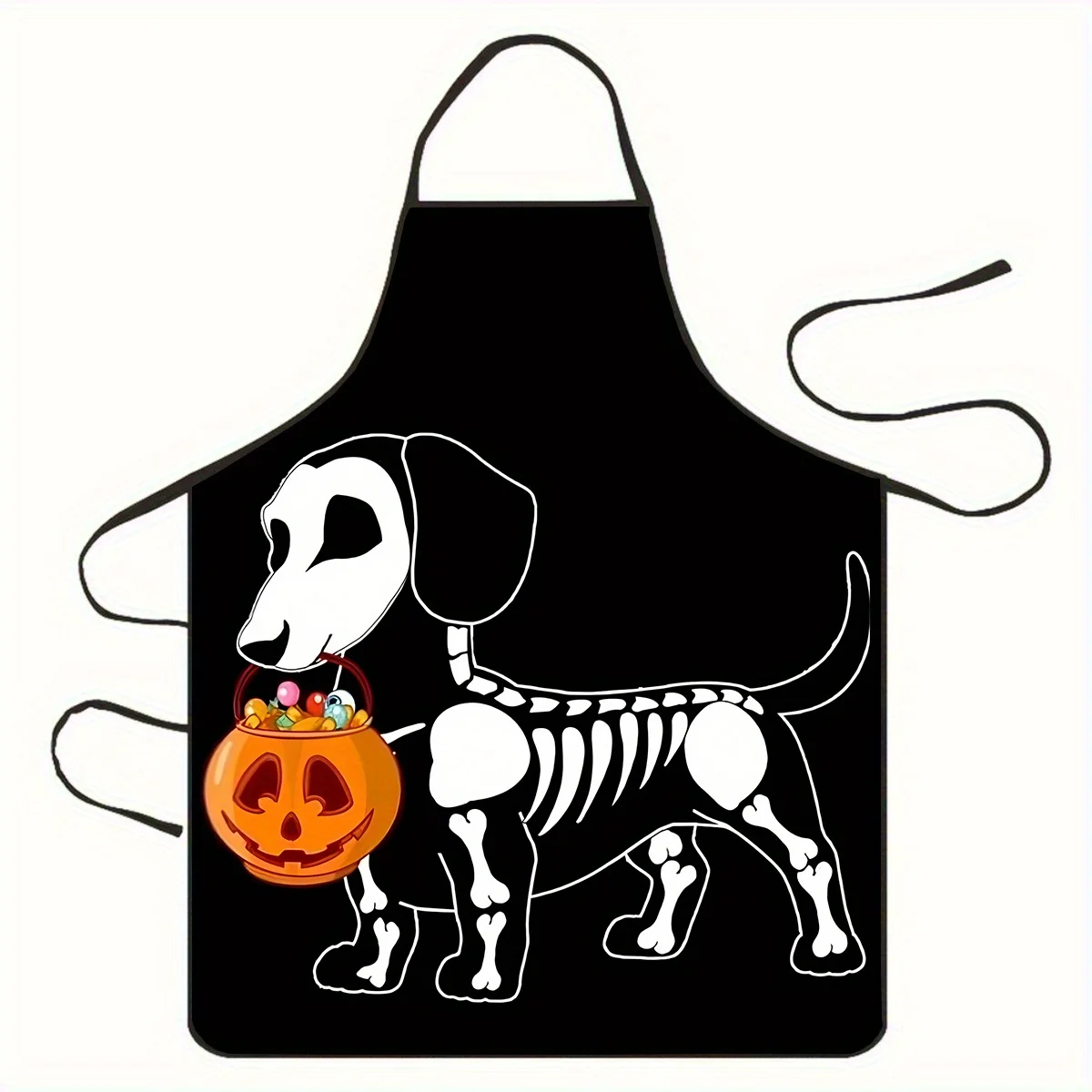 

1 шт. забавный фартук таксы в форме кости, черно-белый костюм на Хэллоуин с диспенсером конфет, прочный дизайн