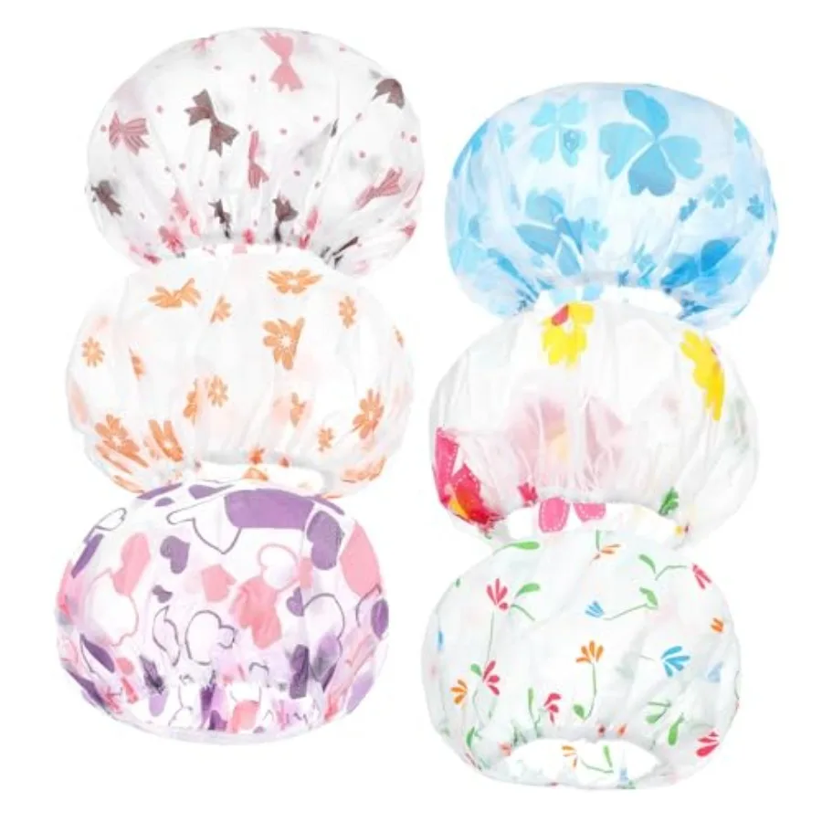 

Shower Cap, 6 Pcs Reusable Shower Cap for for Girls, Toddler 6 Colors