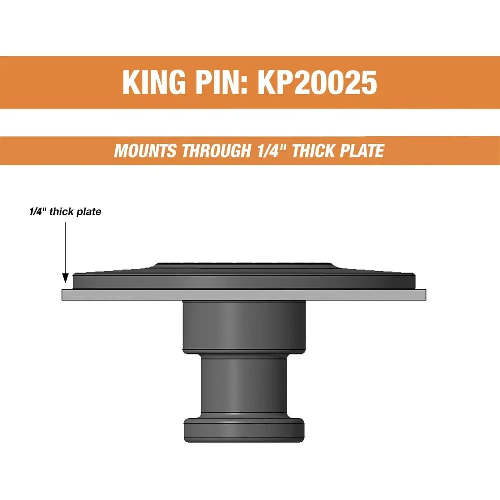 منتجات المشترين KP20025 دبوس كينج للمقطورة المزورة، 2 بوصة، سمك لوحة تعزيز 0.25 بوصة، قابل للحام، يوفر القوة والراحة