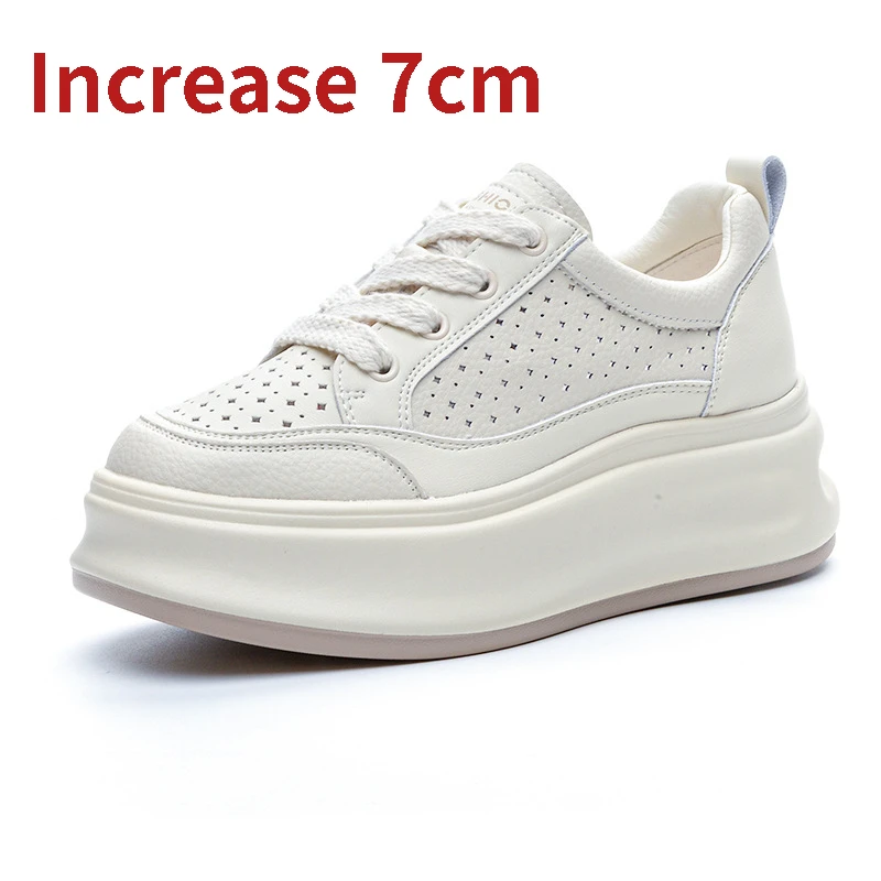 6668 Genuine Leather Women's Shoes 2024 Spring Autumn  Thick Sole Elevated Sports sneaker  Platform Sneakers off white shoes