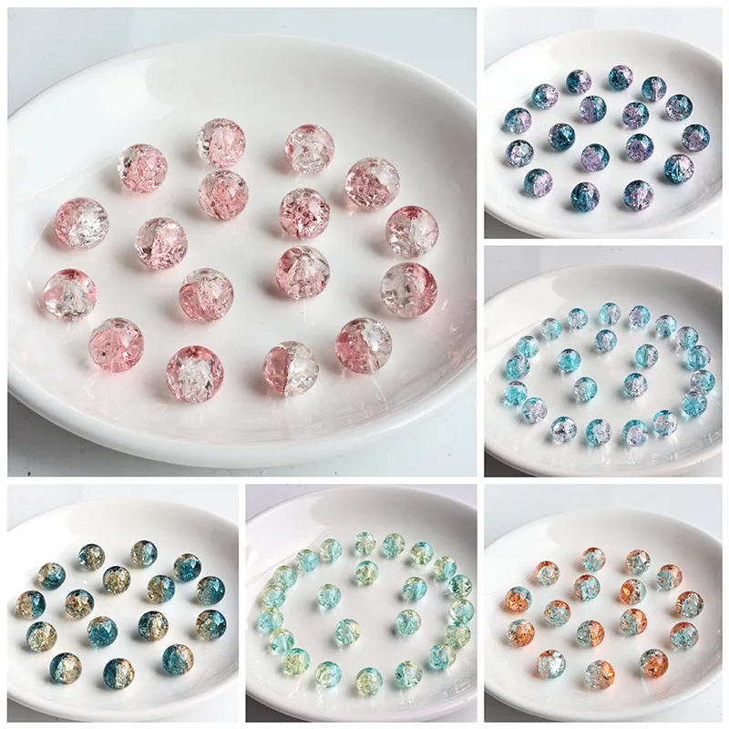 

50 шт., круглые стеклянные бусины, 8 мм