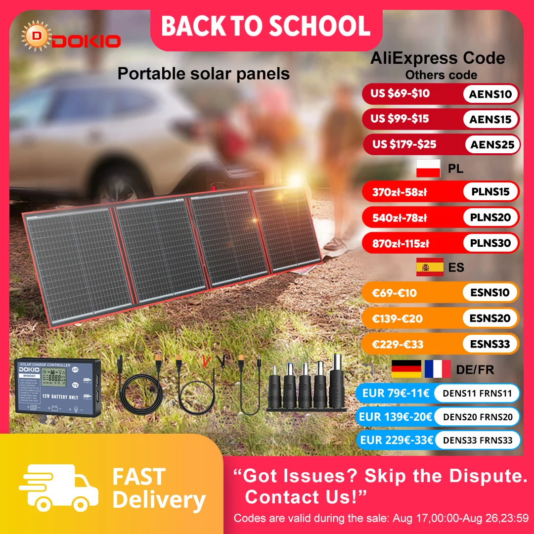 Dokio 18V 150W Flexibles Faltbares Solarpanel mit 12V Controller, Hergestellt in China, Tragbares Solarpanel für Camping