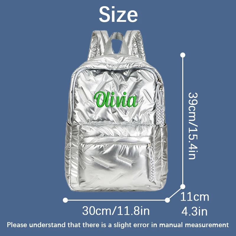 Embroidered Custom Novel and Fashionable, High-Quality Glossy Material, Striped Embossing, Casual and Sporty Backpack