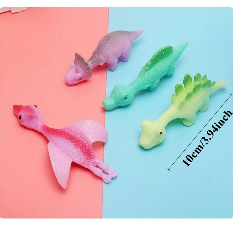 Shooting Small Dinosaur Fingers Slingshot Elasticity Decompression Sticky Music Decompression Pinching Music Sticky Wall Toy view 6