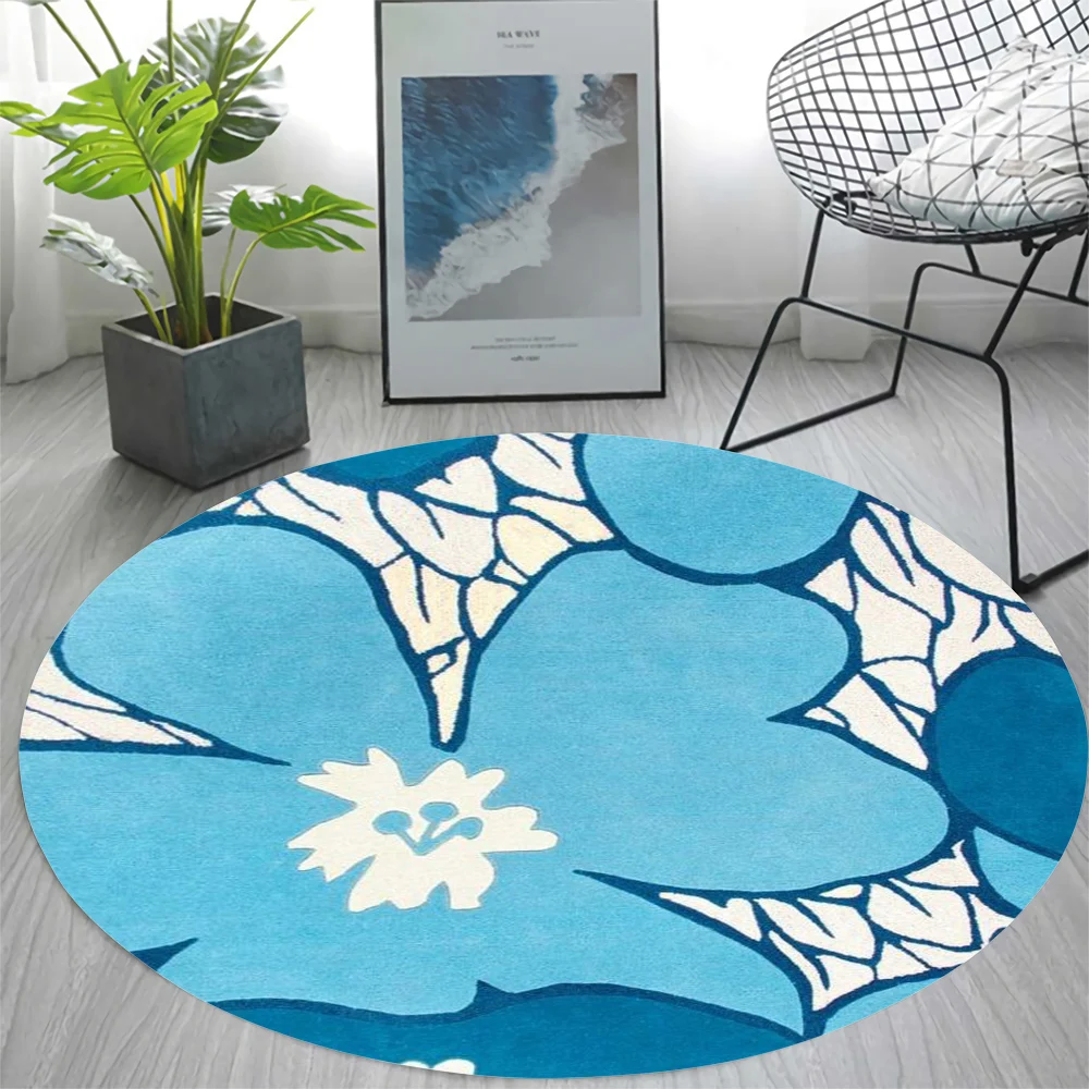 CLOOCL Flannel Round Carpet Vintage Flower Pattern 3D Print Non-slip Carpet Durable Anti-Slip Rug Floor Mat Fashion Home Decor