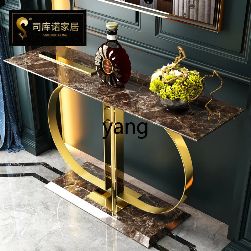 Lmm Modern Simple Stainless Steel Marble Decorative Cabinet End View Table Shelf Xuan Guan Platform