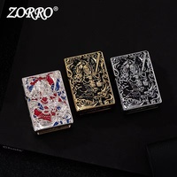 ZORRO Pure Copper Heavy Armor Kerosene Lighter Personalized Embossed Classic Grinding Wheel Ignition Windproof Lighters Smoking