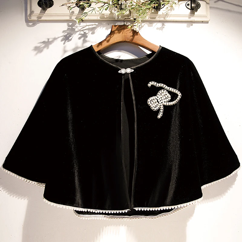 

New Ultra-Fairy Spring Autumn Retro Handmade Beaded ort Coat Loose Fit Versatile Cowl Ne Design for