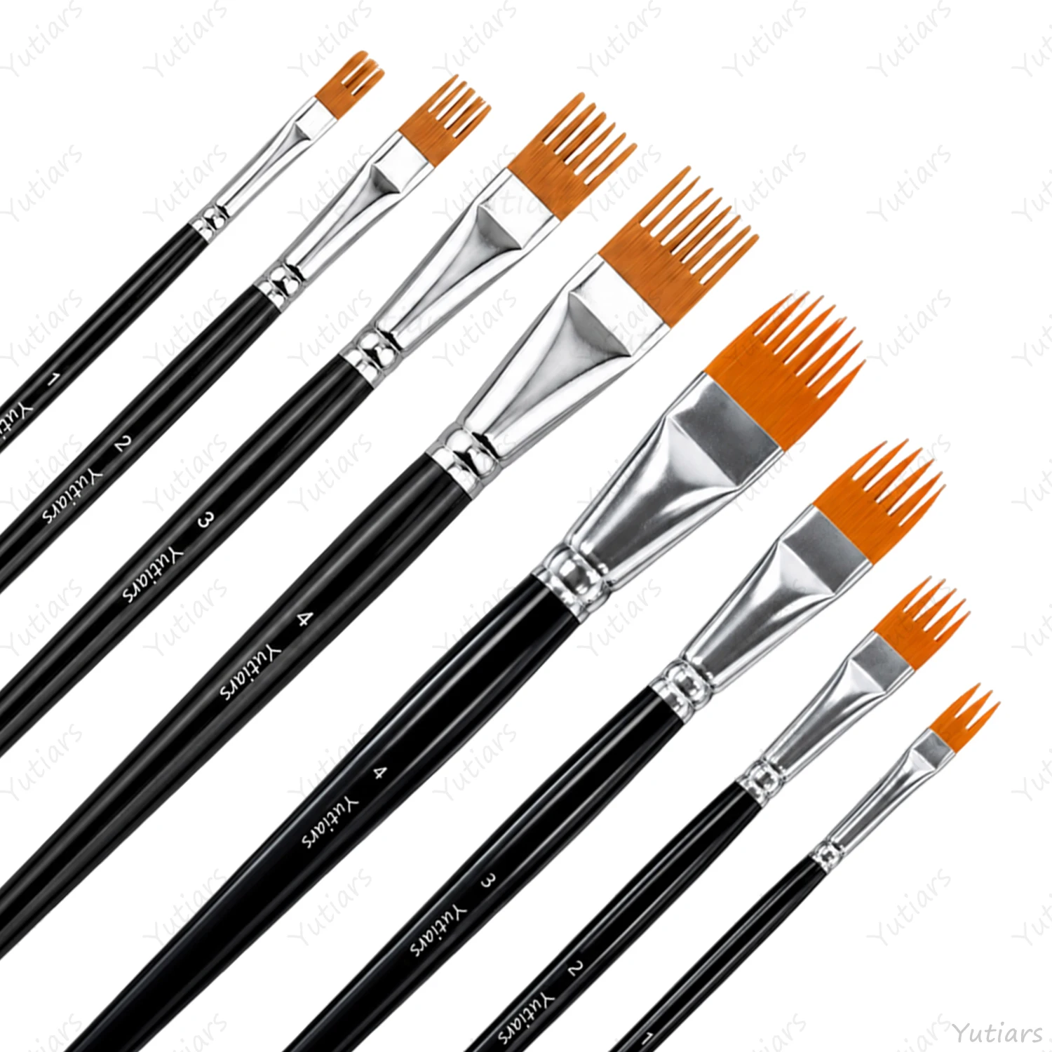 8Pcs Rake Paint Brushes Set, 2 Styles 4 Sizes, Comb Texture Art Brushes for Acrylic Oil Watercolor, Fur Grass Feather Painting