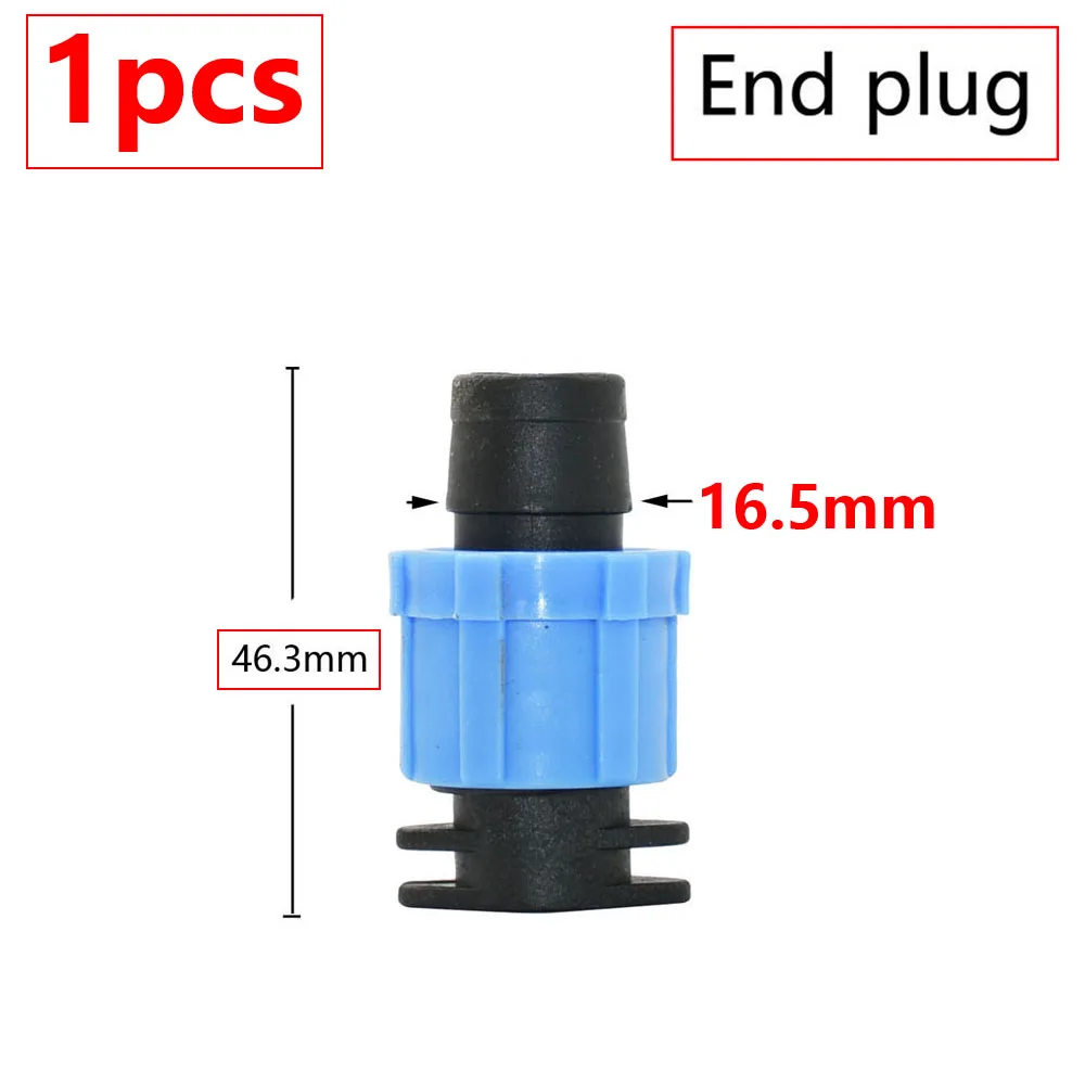 16mm Micro Irrigation Drip Tape Connectors Tee Repair Elbow End Plug Tap Fittings Locked Hose Joints Greenhouse Coupler