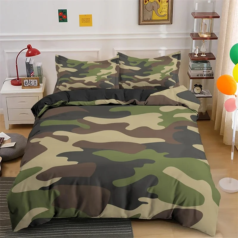 Cool Boy Girl Kid Adult Duver Cover Set 3D Print Camouflage Bedding Sets King Queen Twin Comforter Covers With Pillowcase