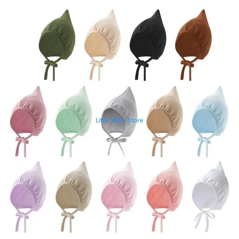 N80C Baby Fetal Hat Spring Autumn Ear Protections Caps for 0-12 Month Baby Fashionable Bonnet Hats Hospital Nursing Caps