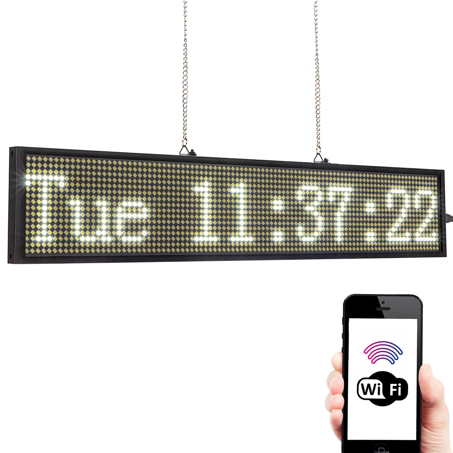 P5 LED Display Screen 50CM WiFi/USB LED Open Sign Custom Programmable Scrolling Text Advertising Adjustable Bright Panel Light
