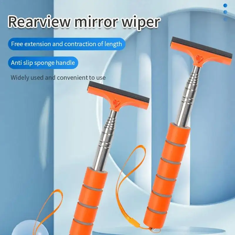 Mini Squeegee For Car Mirror Side Mirror Squeegee Rear View Mirror Wiper With Telescopic Rod Portable Cleaning Tool For Car