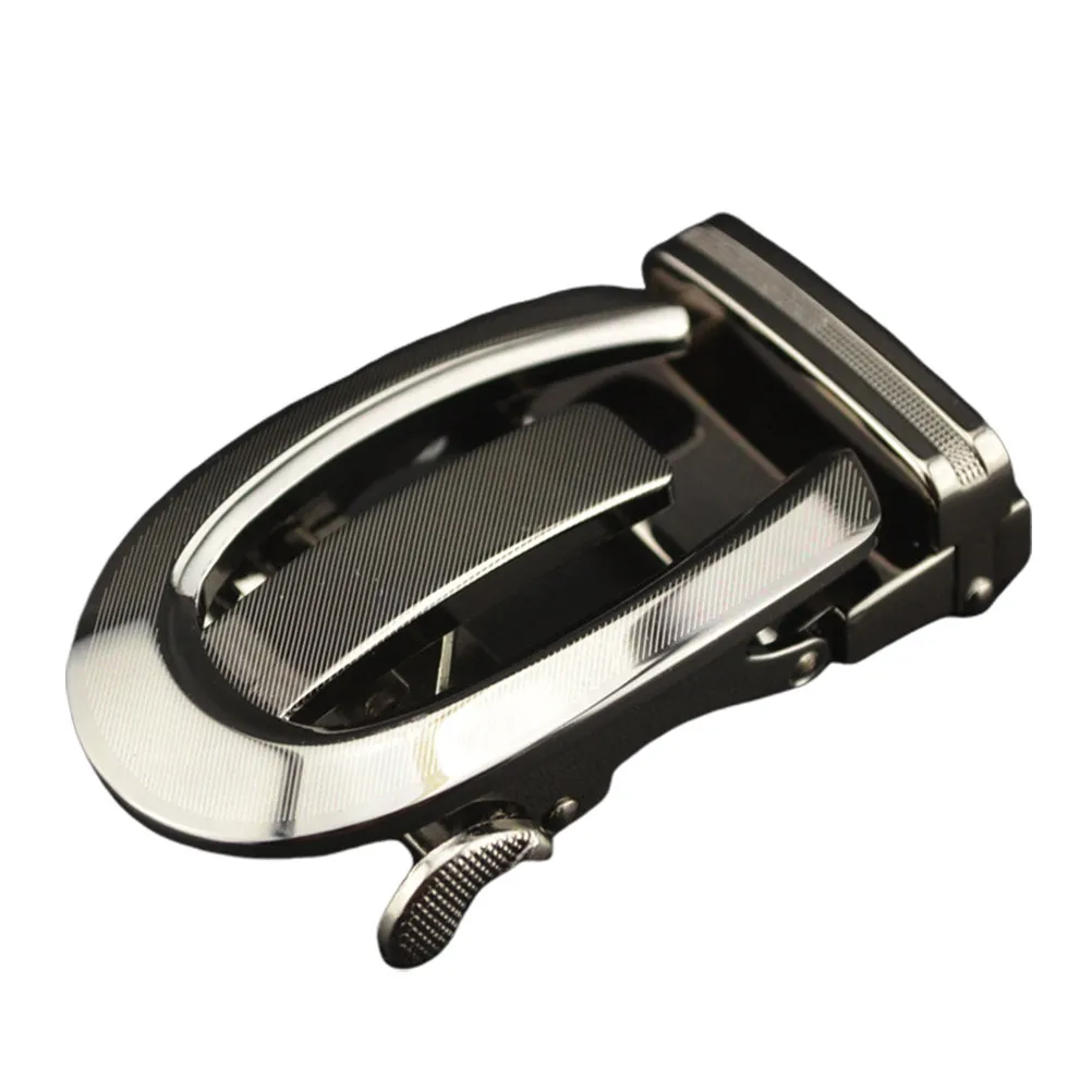 Fashion Men Business Alloy Automatic Belt Buckle Black Adjustable Ratchet Slide Buckle Replacement for Belt