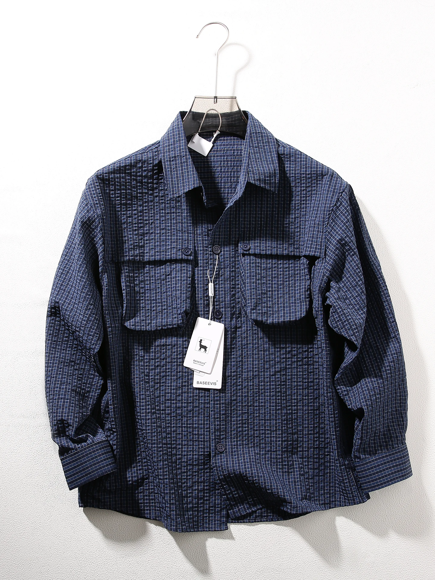 

Retro American Bubble Cloth Texture Men's And Women's Casual irt Jaet Autumn Season with 3D ket Workwear Sle