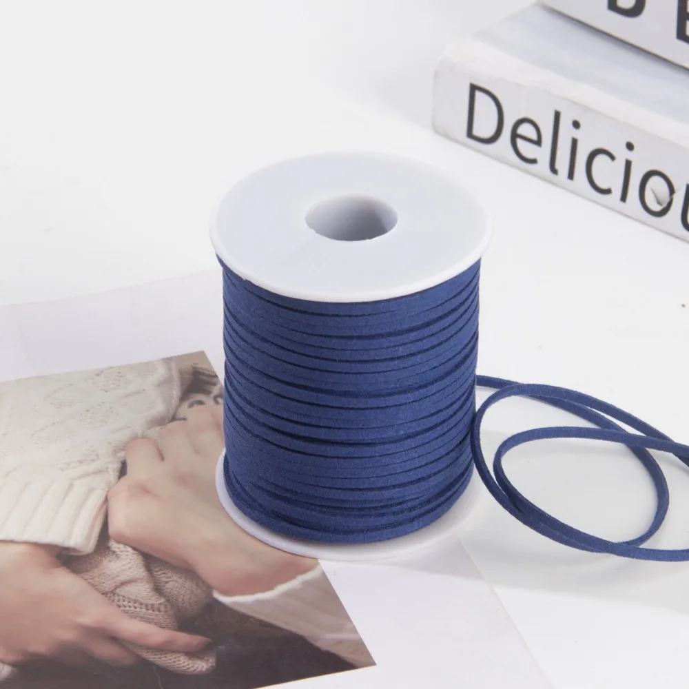 New 50yards Faux Suede Braided Cord Flat 3mm Belt Leather Rope Multiple Colors DIY Handmade Rope