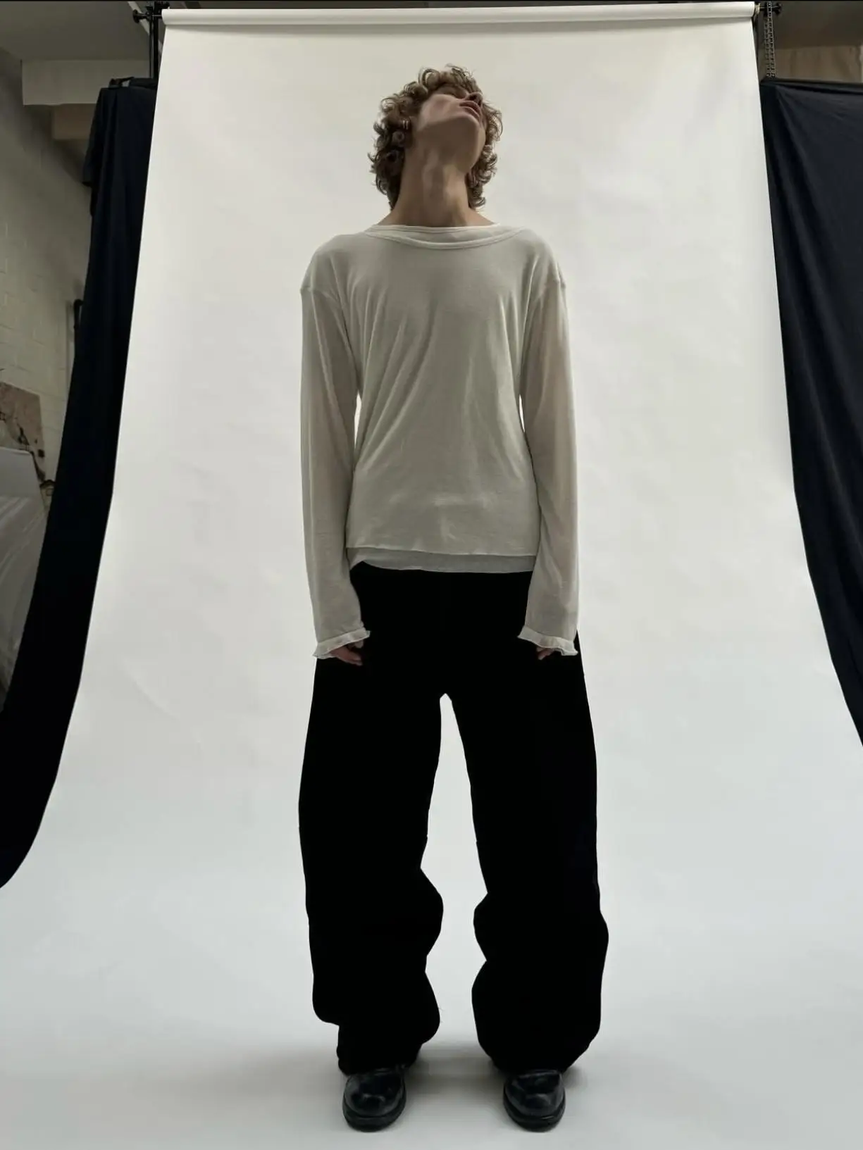 Even Cero Siete Slim Fit round Neck Double Layer Black White Shirt