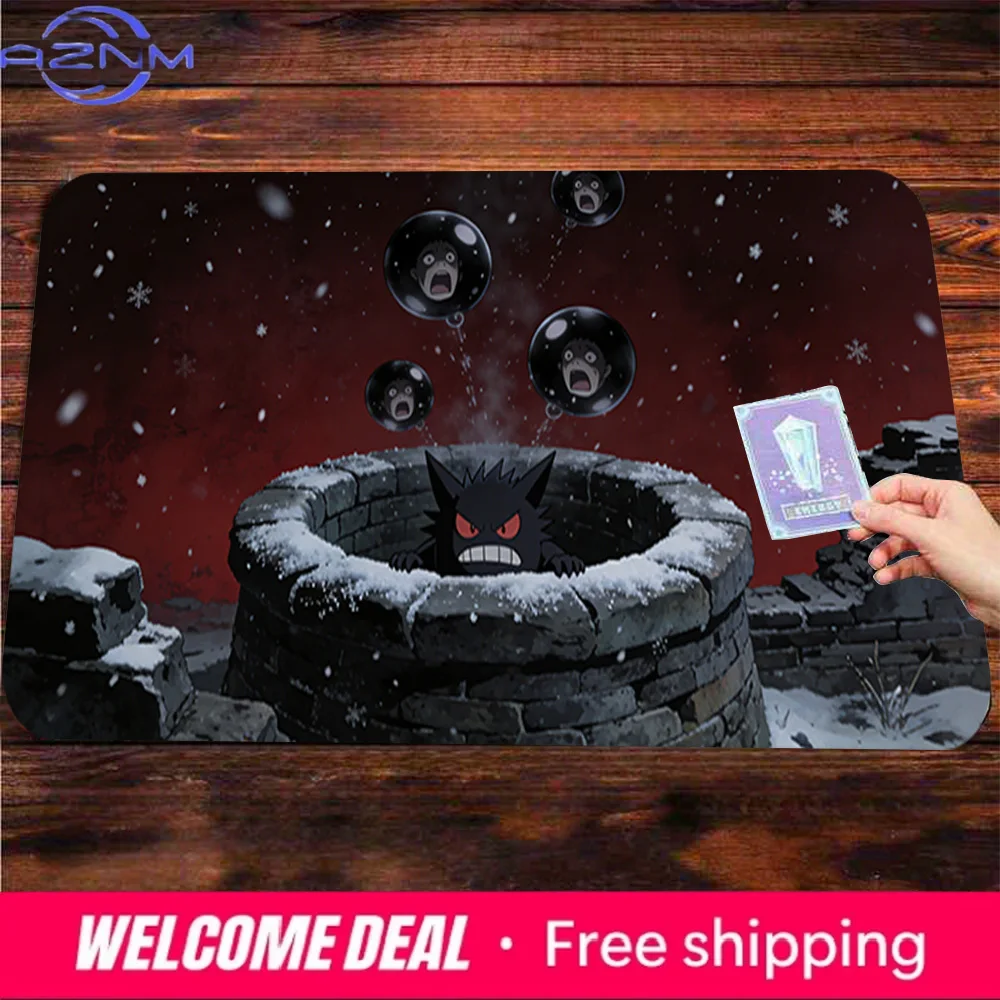 

Коврик для мыши Pokemon Gengar Snowy Well Trapped Souls, большой, нескользящий, для игр и TCG