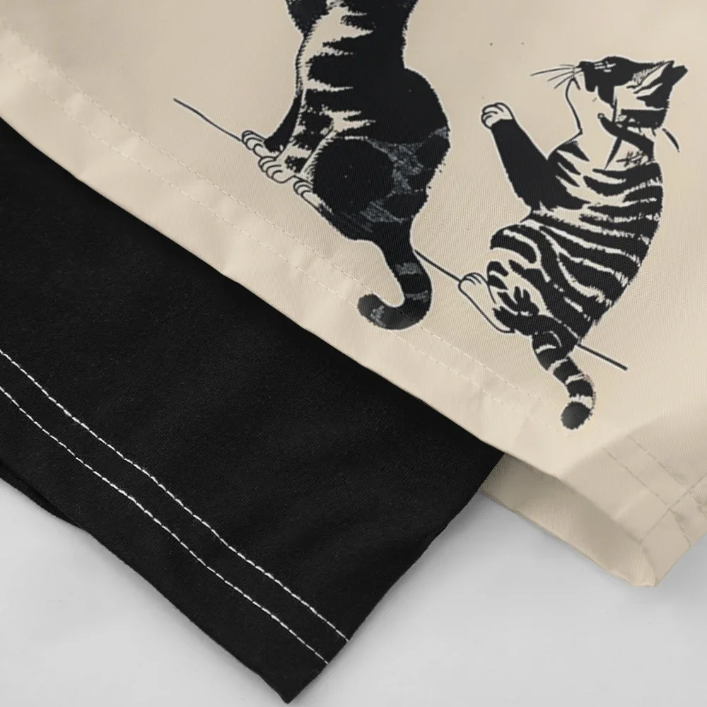 HARAJUKU Kawaii Mew Cat พิมพ์กางเกงขาสั้นชายหาดกางเกงว่ายน้ําบุรุษการบีบอัดชุดว่ายน้ําฤดูร้อนว่ายน้ํากางเกงขาสั้น PLUS ขนาด