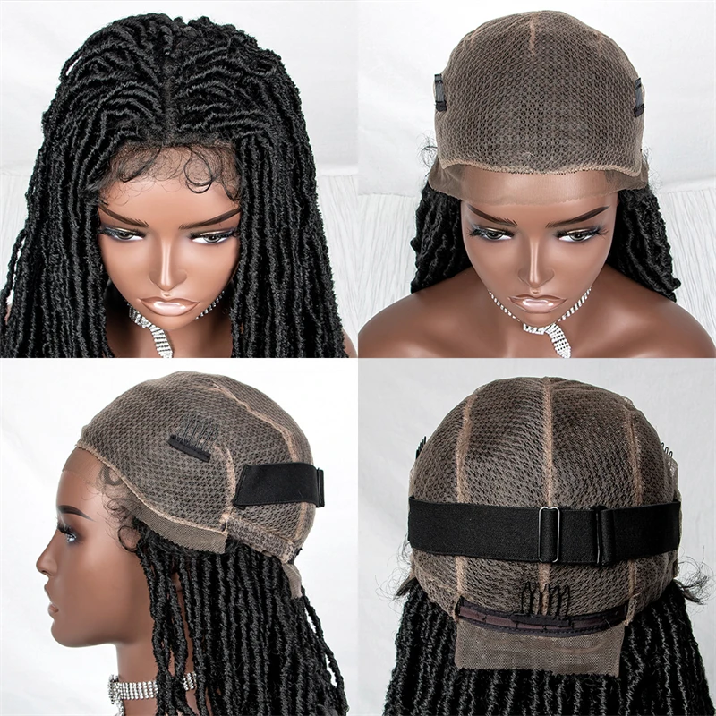 30 inches Long Synthetic Hair Soft Dreadlocks 180% Density Full Lace Braids wigs for Black Woman