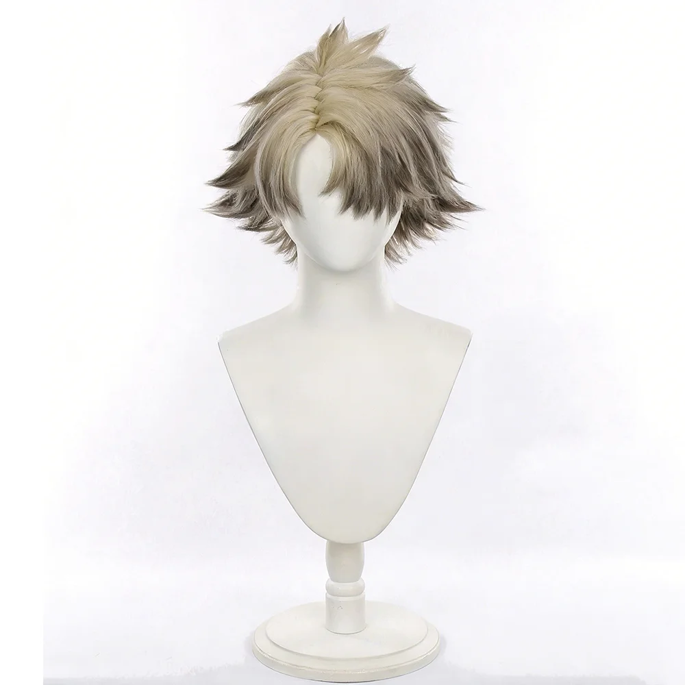 Anime GACHI AKUTA Rudo Cosplay Wig Men Gradient Yellow Flax Short Hair Heat Resistant Synthetic Wigs Halloween Party Prop