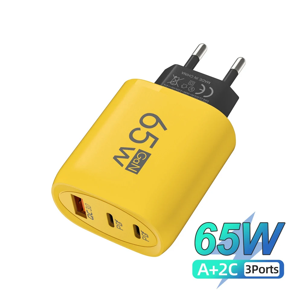 

65W GaN USB C PD Fast Charger QC 3.0 Type C Quick Charging Mobile Phone Adapter for iPhone Huawei Samsung Xiaomi Wall Charger