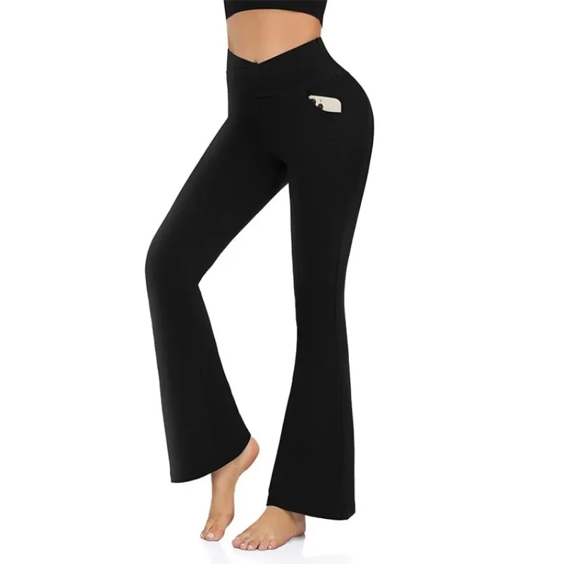 New High Waisted Hip Lifting Flared Pants Yoga Pants Women'sLeggings Sports and Fitness Pants Women Clothing  Sexy Girl Gym Kit