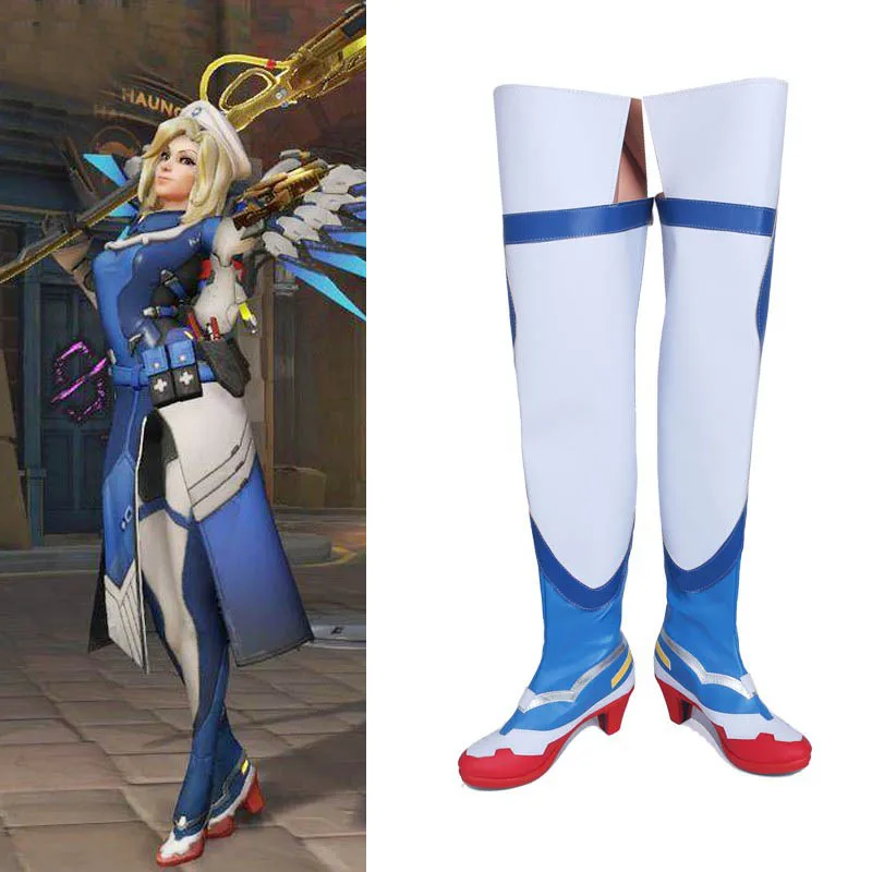 Aangepaste genade Angela Ziegler cosplay schoenen lange laarzen dames heren Halloween spel schoenen