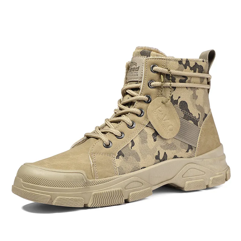 Military Boots Men Women Camouflage Khaki Black High-top Industrial Anti Skid Tactic Mechanic Work Climb Sports Sneaker